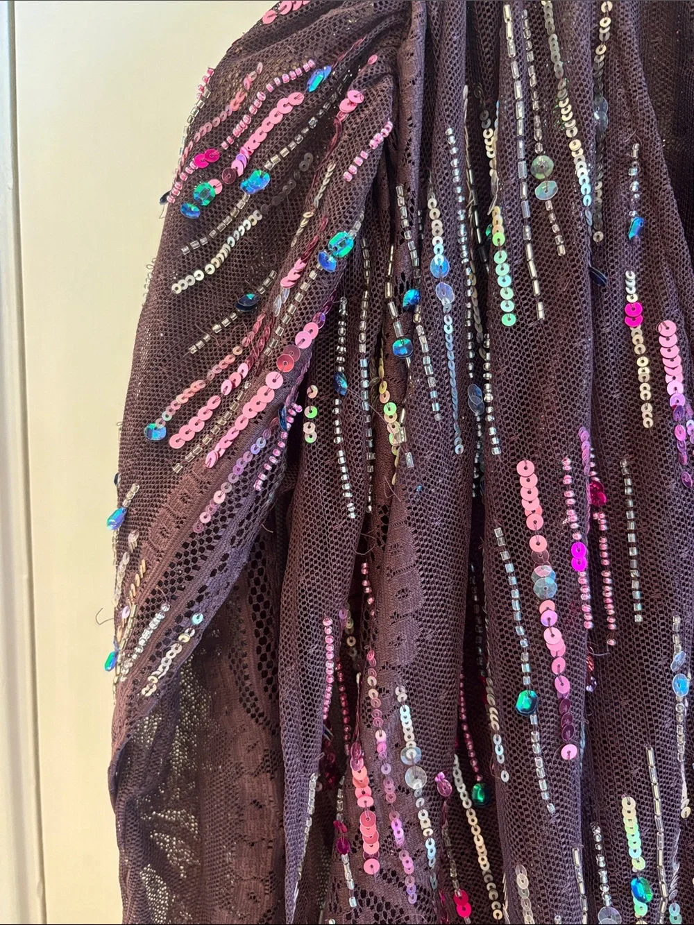 Free People Intimately Business as Usual Embellished Plum Sequin Bodysuit